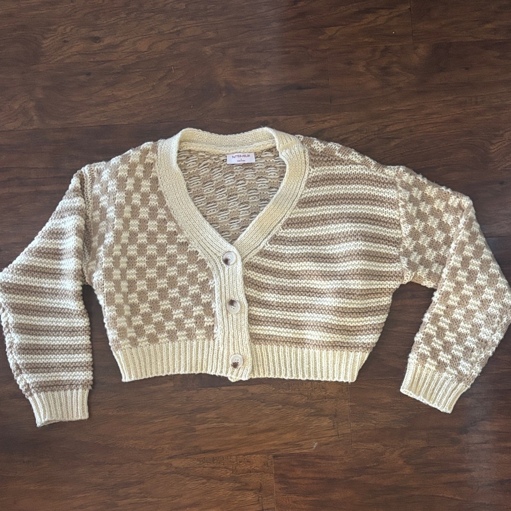 Butter Melon checkered and Striped Sweater